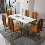 Metal Traditional Luxury Rectangle Indoor Table Marble Top Table with 4 Legs Clearhalo ' dining_table' 'Dining Tables & Seating' 'Dining Tables' 'furn' 'furn_dining_table' 'Furniture' 'furniture_dining_table' 'Kitchen & Dining Furniture' 'kitchen&dining_furn' 'kitchen' 'kitchen_dining_table' 1200x1200_1ca58822-382e-438b-bafc-1c566c740e51