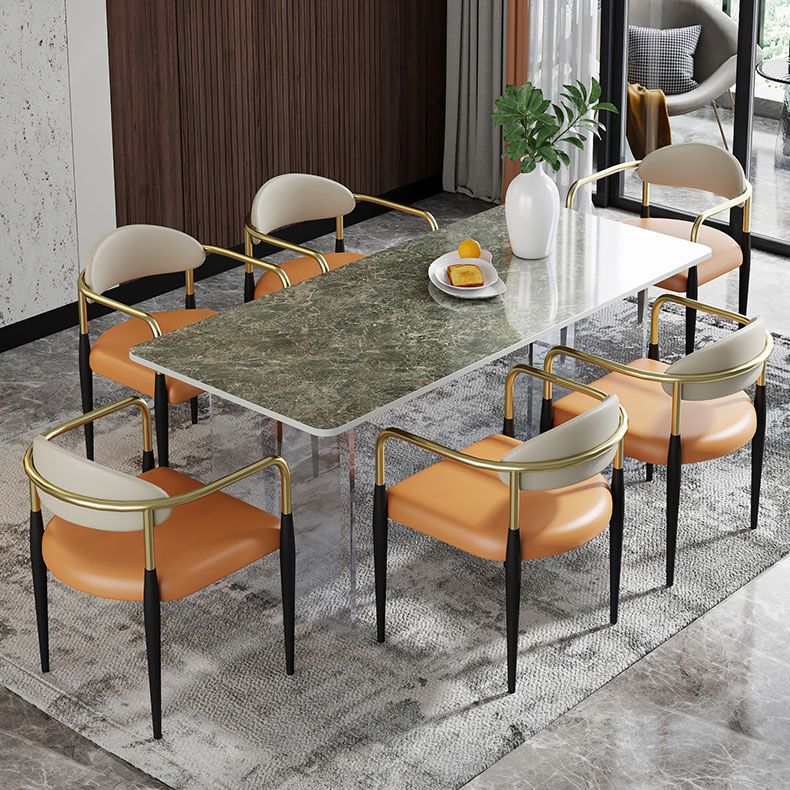 Designer Style 1/4/5/7 Pieces Dining Set Sintered Stone Top Dining Table with Chairs Clearhalo 'Dining Room Sets' 'Dining Tables & Seating' 'dining_room_set' 'furn' 'furn_dining_room_set' 'Furniture' 'furniture_dining_room_set' 'Kitchen & Dining Furniture' 1200x1200_1ca803c2-e98f-4785-93f1-804df93736ec