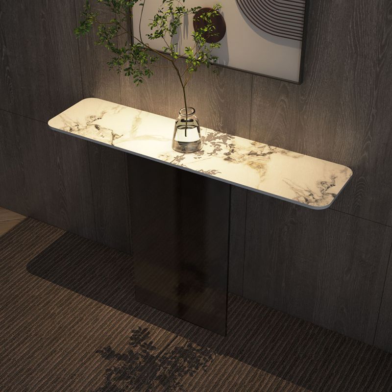 Tavolo della console contemporanea a forma di rettangolo oro/console in pietra nera