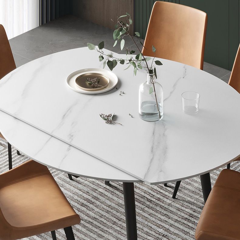 Extendable Round Dining Table Modern Sintered Stone Top Table with 4 Legs Clearhalo ' dining_table' 'Dining Tables & Seating' 'Dining Tables' 'furn' 'furn_dining_table' 'Furniture' 'furniture_dining_table' 'Kitchen & Dining Furniture' 'kitchen&dining_furn' 'kitchen' 'kitchen_dining_table' 1200x1200_1ca87f3f-21b7-420b-b2ac-07c2862266ed