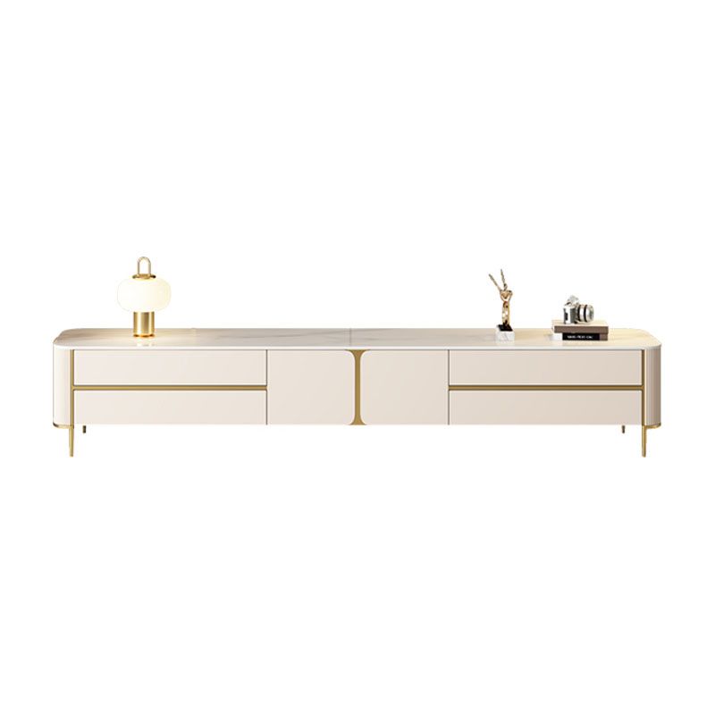 White Stone TV Stand Glam TV Media Stand with Legs for Living Room Clearhalo 'furn' 'furn_tv_stands_entertainment_centers' 'Furniture' 'Living Room Furniture' 'TV Stands & Entertainment Centers' 'TV Stands & Media Storage Furniture' 'tv_stands_entertainment_centers' 1200x1200_1caa4413-75ec-4ab2-93fc-d0b8d0c40b77
