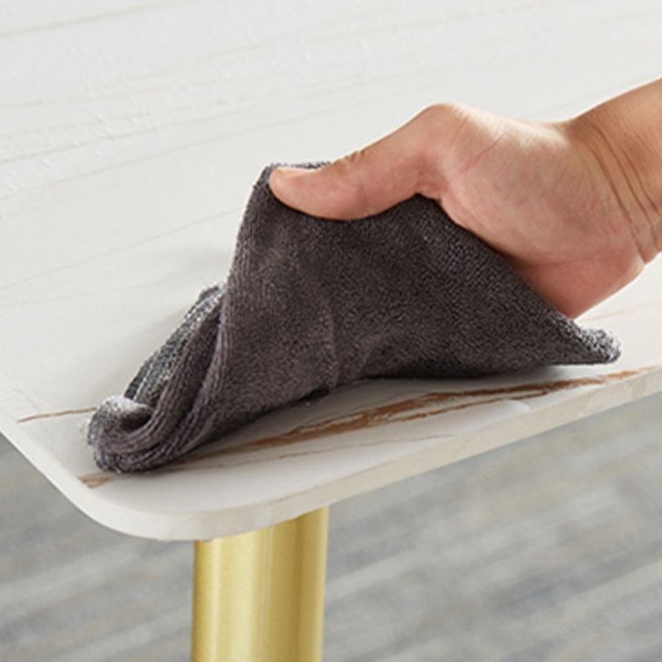 Set da tavolo da pranzo rettangolare glam 1/4/5/7 pezzi dinette set con top in pietra sinterizzata bianca