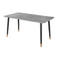 Luxury Sintered Stone Top Table Rectangle Home Desk with 4 Black Metal Legs
