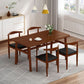 Contemporary Rectangular Wooden Dining Table with Stainless Steel Trestle Clearhalo 'Dining Tables & Seating' 'Dining Tables' 'dining_table' 'furn' 'furn_dining_table' 'Furniture' 'Kitchen & Dining Furniture' 1200x1200_1cace944-ca29-4635-8a48-1e4d78f0cedc