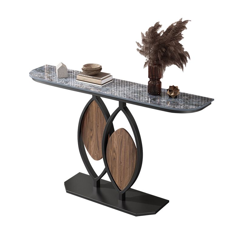 Stain Resistant Glam Marble/metal Rectangle Console Table in Brown/blue