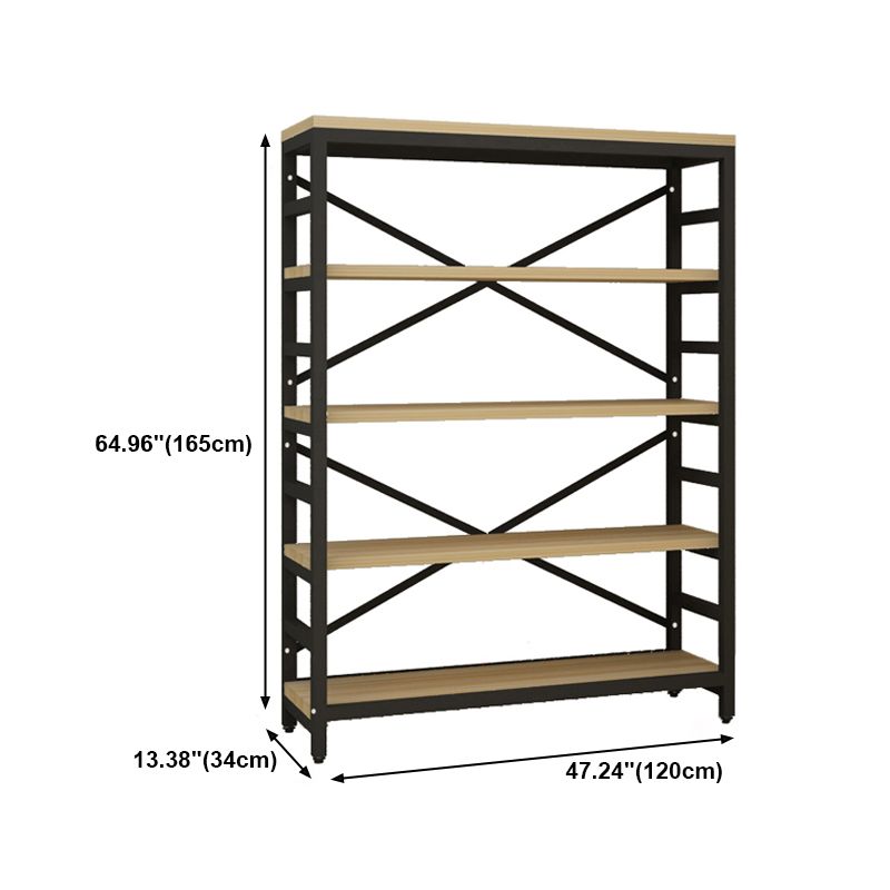 Estantería de estilo moderno marco de metal negro abiertamente estantería para la oficina