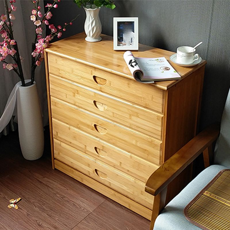 Contemporary Brown Accent Chest Rectangle Chest with Grooves Drawers