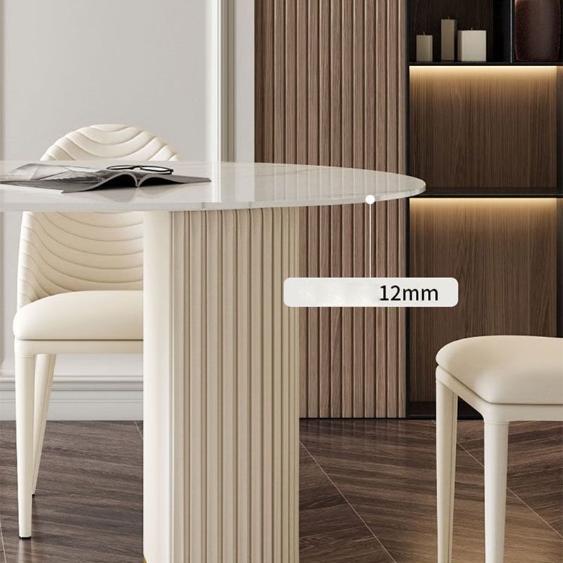 Traditional Luxury Dining Table White Stone Oval Dining Table for Home Clearhalo 'Dining Tables & Seating' 'Dining Tables' 'dining_table' 'furn' 'furn_dining_table' 'Furniture' 'Kitchen & Dining Furniture' 1200x1200_1cb16261-77a9-47d8-82b7-ae2dc2a07342