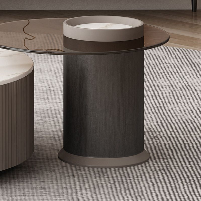 Round Slate Top Coffee Table Glam Drum Coffee Cocktail Table with Drawer Clearhalo 'Coffee & Accent Tables' 'Coffee Tables' 'coffee_tables' 'furn' 'furn_coffee_tables' 'Furniture' 'Living Room Furniture' 1200x1200_1cb1a9a7-97ad-4526-96ec-b3de7d28dfc9
