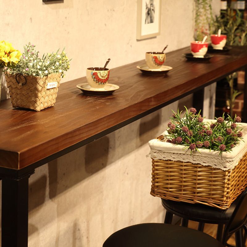 Mesa rectangular negra con altura de barra, mesa de pub tipo bistró con tapa de madera maciza