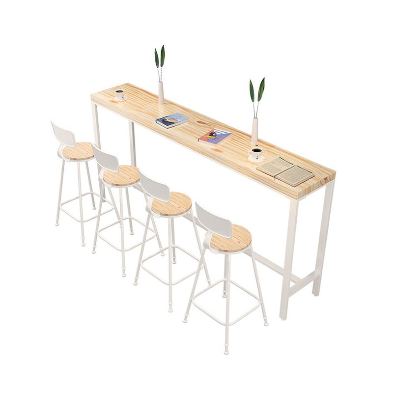 Rectangular Bar-height Table Wood Top Pub Table with White Base Clearhalo 'Bar Furniture' 'Bar Tables' 'bar_tables' 'furn' 'furn_bar_tables' 'Furniture' 'Kitchen & Dining Furniture' 1200x1200_1cb356e7-8869-4d15-9386-353051884a35