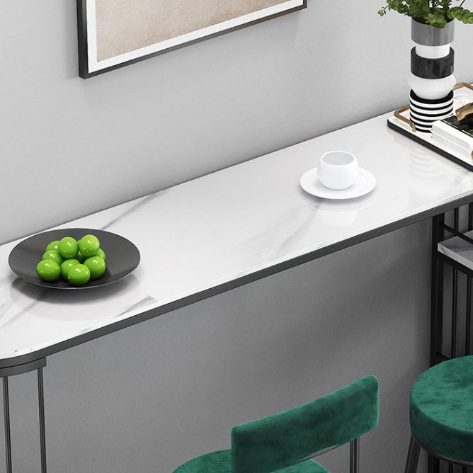 Glossy White Stone Top Bistro Table with Storage Glam Style Specialty Bar Table Clearhalo 'Bar Furniture' 'Bar Tables' 'bar_tables' 'furn' 'furn_bar_tables' 'Furniture' 'Kitchen & Dining Furniture' 1200x1200_1cb3c850-0f3f-4f26-aca8-c27c37493998