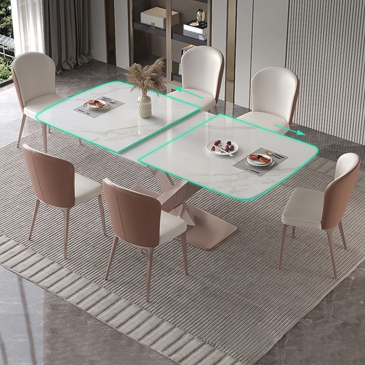 Extendable Sintered Stone Dining Set Rectangle 1/4/5/7 Pieces Kitchen Table with Chairs Clearhalo 'Dining Room Sets' 'Dining Tables & Seating' 'dining_room_set' 'furn' 'furn_dining_room_set' 'Furniture' 'furniture_dining_room_set' 'Kitchen & Dining Furniture' 1200x1200_1cb42cdb-e103-43f5-8900-c4cc7ed772e4