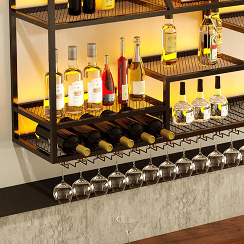 Wall Mounted Iron Wine Racks Modern Style Wine Holder Rack with Shelf Clearhalo 'furn' 'furn_wine_racks' 'Furniture' 'Kitchen & Dining Furniture' 'Wine Racks' 'wine_racks' 1200x1200_1cb50263-4245-4342-86c2-54df89079a6f