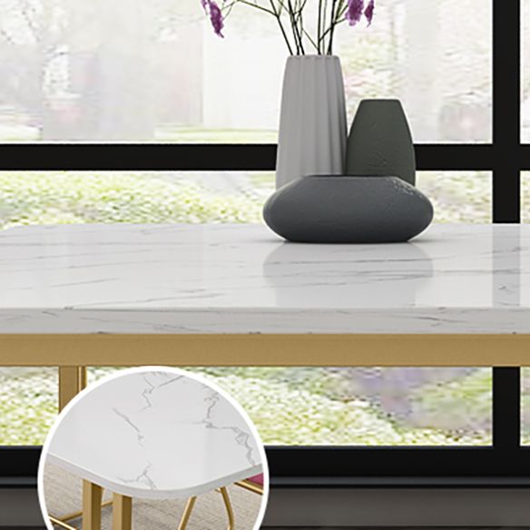 Glam Style Sintered Stone White Dining Room Set with Rectangle Table Formal Dining Table Furniture Clearhalo 'Dining Room Sets' 'Dining Tables & Seating' 'dining_room_set' 'furn' 'furn_dining_room_set' 'Furniture' 'furniture_dining_room_set' 'Kitchen & Dining Furniture' 'kitchen&dining_furn' 'kitchen' 1200x1200_1cb59ee5-2313-4a91-9090-5c000decf628