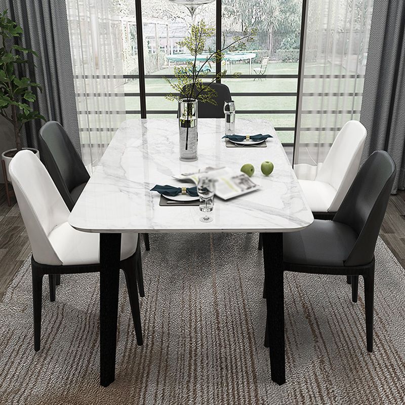 Mesa de comedor de tono blanco de mármol Simplicidad de 4 patas para comedor para comedor