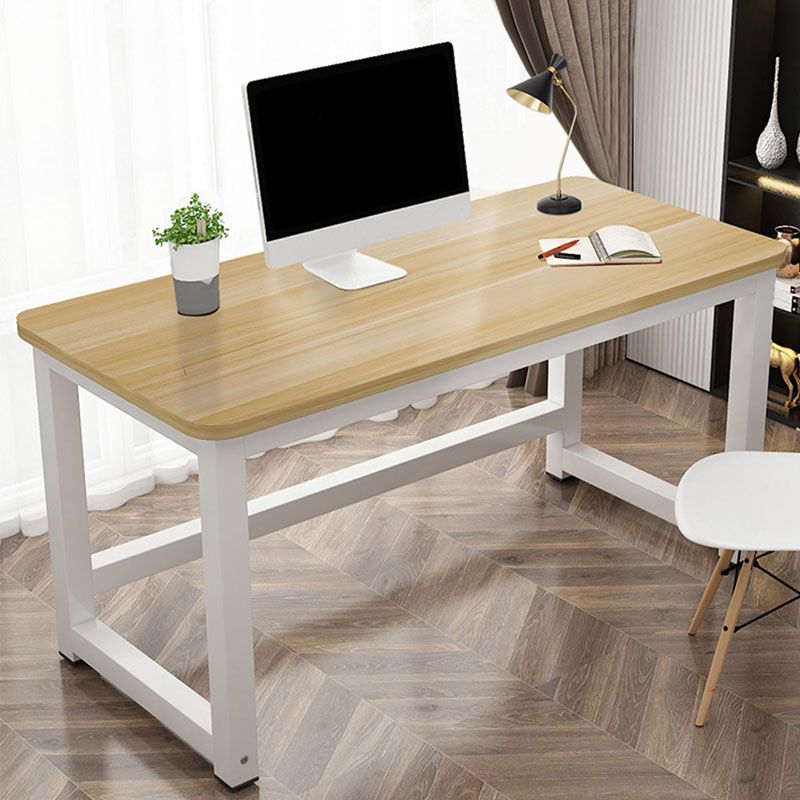 Rectangular Shaped Office Writing Table Wood in Natural with Metal Legs Clearhalo 'furn' 'furn_office_desk' 'Furniture' 'Office Desks' 'Office Furniture' 'office_desk' 1200x1200_1cb82ae5-ed77-4810-b85b-dbbde8cd4f2a