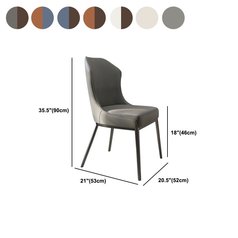Contemporary Wingback Side Chair Faux Leather Armless Dining Chairs Clearhalo 'Dining Chairs' 'Dining Tables & Seating' 'dining_chair' 'furn' 'furn_dining_chair' 'Furniture' 'Kitchen & Dining Furniture' 1200x1200_1cb92398-ece6-4966-89c4-89c18be9a8fd