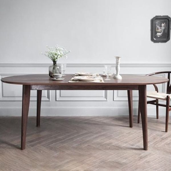Simple Style Dining Table Solid Wood Oval 4 Legs Base Table for Kitchen and Home Clearhalo ' dining_table' 'Dining Tables & Seating' 'Dining Tables' 'furn' 'furn_dining_table' 'Furniture' 'furniture_dining_table' 'Kitchen & Dining Furniture' 'kitchen&dining_furn' 'kitchen' 'kitchen_dining_table' 1200x1200_1cb9d6bc-2e8a-443b-8955-4e8503a98ba5