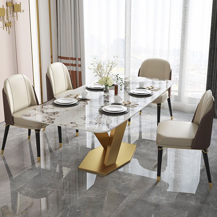 Metal Traditional Luxury Table Rectangle Sintered Stone Indoor Table with Pedestal Clearhalo ' dining_table' 'Dining Tables & Seating' 'Dining Tables' 'furn' 'furn_dining_table' 'Furniture' 'furniture_dining_table' 'Kitchen & Dining Furniture' 'kitchen&dining_furn' 'kitchen' 'kitchen_dining_table' 1200x1200_1cbb6089-7099-4c64-995f-a583104b35d6