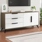 Console TV in legno contemporanea da 16 "D Wooden Console chiusa TV stand con 3-cassetto