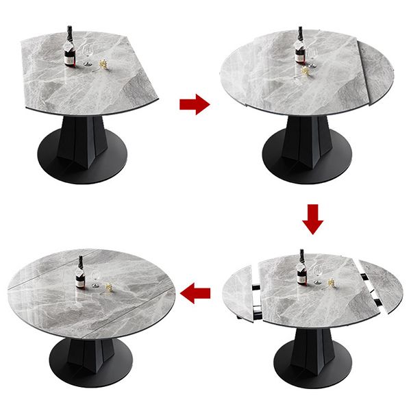 Contemporary Round Dining Table Sintered Stone Dining Table with Pedestal Base Clearhalo ' dining_table' 'Dining Tables & Seating' 'Dining Tables' 'furn' 'furn_dining_table' 'Furniture' 'furniture_dining_table' 'Kitchen & Dining Furniture' 'kitchen&dining_furn' 'kitchen' 'kitchen_dining_table' 1200x1200_1cbdfbf1-c63c-4d70-a62f-8e73991c2d7c