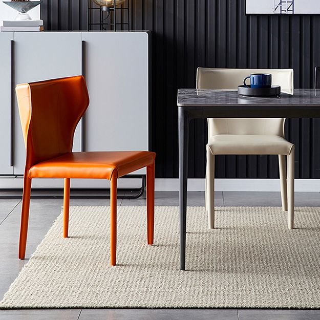 Kitchen Leather Dining Chair 32"H Wingback Side Chair with Metal 4 Legs Clearhalo ' kitchen&dining_furn' 'Dining Chairs' 'Dining Tables & Seating' 'dining_chair' 'furn' 'furn_dining_chair' 'Furniture' 'furniture_dining_chair' 'Kitchen & Dining Furniture' 'kitchen' 1200x1200_1cbf0826-f947-42bf-87b5-c649b992c3b0