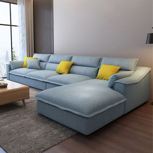 Moderno lino a 4 posti sezionale al braccio inclinato