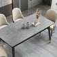 Sintered Stone Top Dining Table Simplicity Rectangle Table with 4 Iron Legs