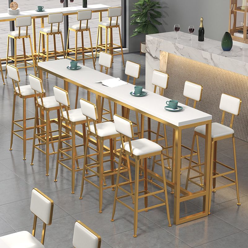Rectangular Bar-height Table Wood Top Pub Table with Gold Base Clearhalo 'Bar Furniture' 'Bar Tables' 'bar_tables' 'furn' 'furn_bar_tables' 'Furniture' 'Kitchen & Dining Furniture' 1200x1200_1cc14c5c-0fd9-4e02-a75d-6175834e6e25