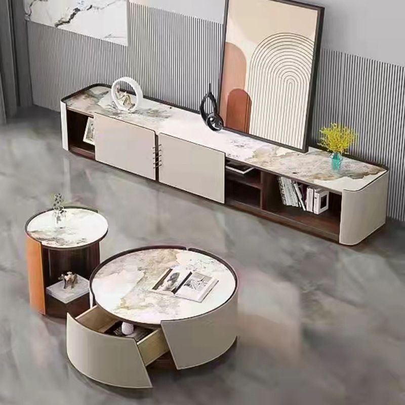 Modern Drum-shaped Base Design Wood with Storage Space Coffee Table Clearhalo 'Coffee & Accent Tables' 'Coffee Tables' 'coffee_tables' 'furn' 'furn_coffee_tables' 'Furniture' 'furniture_coffee_tables' 'Living Room Furniture' 1200x1200_1cc2376c-f41c-457a-894f-d36dd0ddce1a