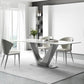 Table de salle à manger de style moderne Table de dîner en pierre rectangulaire en blanc