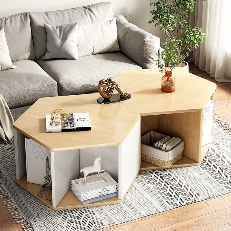 Modernism Simple Geometric Coffee Cocktail Table with Storage Clearhalo 'Coffee & Accent Tables' 'Coffee Tables' 'coffee_tables' 'furn' 'furn_coffee_tables' 'Furniture' 'Living Room Furniture' 1200x1200_1cc4b5e6-8e17-4f1b-88e4-6e9e8a3923eb