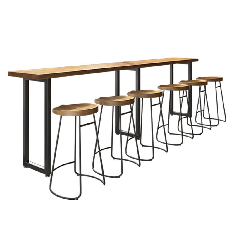 Industrial Style Rectangle Bar Table Solid Wood Fixed Bar Dining Table for Indoor Clearhalo 'Bar Furniture' 'Bar Tables' 'bar_tables' 'furn' 'furn_bar_tables' 'Furniture' 'Kitchen & Dining Furniture' 1200x1200_1cc59a2c-1ff9-4f64-8463-c7d826f6e5d6