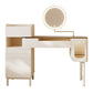 Contemporary Brown Glass Vanity Table with Stool Drawers Included Dressing Table