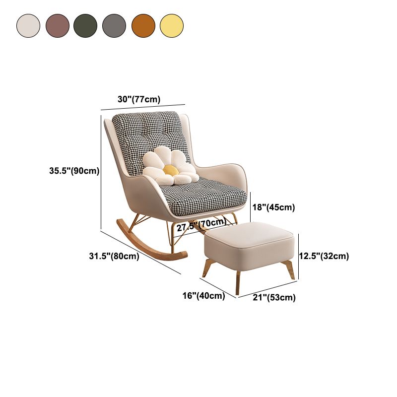 Modern Style Rocking Chair Metal Frame Doll Cotton Filling Cushion Wingback Rocker Chair Clearhalo 'Chairs & Seating' 'furn' 'furn_rocking_chairs' 'Furniture' 'Living Room Furniture' 'Rocking Chairs' 'rocking_chairs' 1200x1200_1cc5d9a3-40f9-4888-85d7-a1b3ffdcbc76