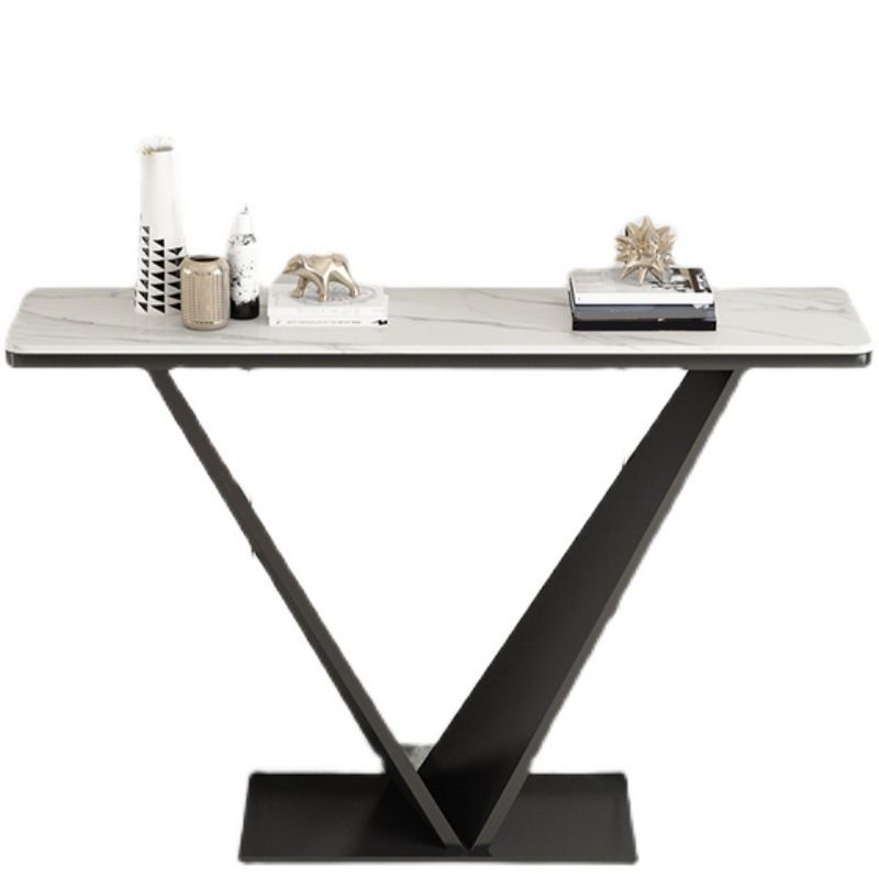 Console rettangolare contemporanea Tavolo con base di piedistallo di ferro nero per Hall