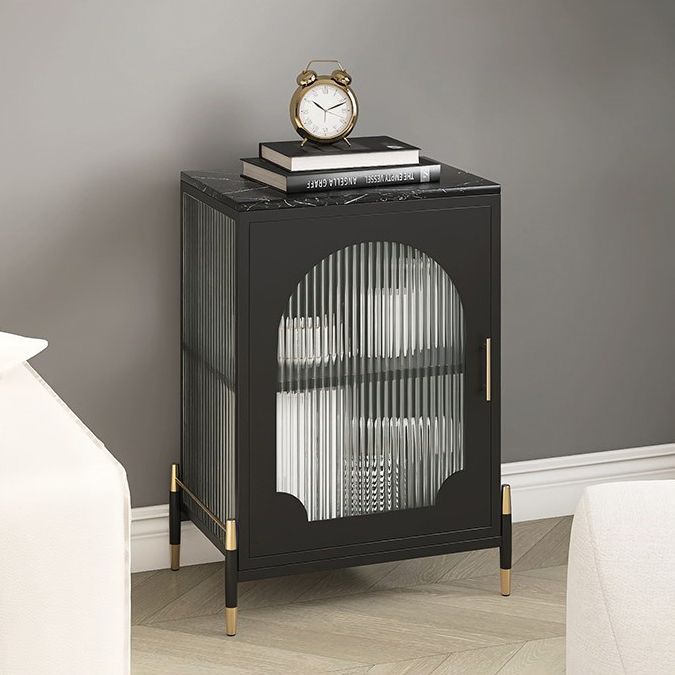 Glam Dining Server with Metal Legs Metallic Finish Sideboard with Glass Door Clearhalo 'buffet_sideboard' 'Buffets & Sideboards' 'furn' 'furn_buffet_sideboard' 'Furniture' 'Kitchen & Dining Furniture' 1200x1200_1cc77320-ed07-4eb3-ae31-ea7b6f126be4