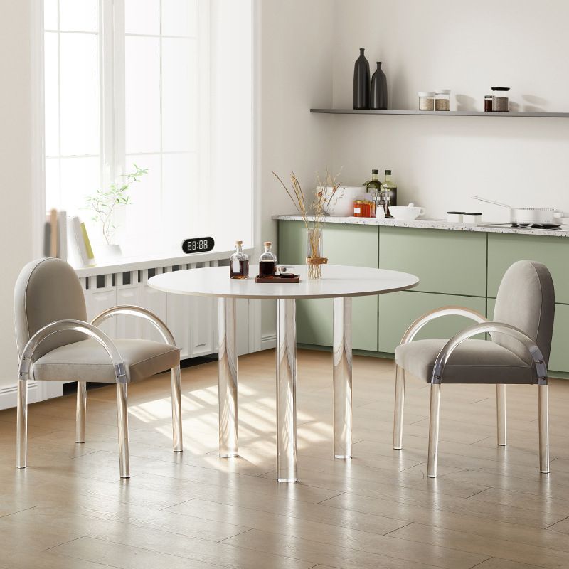 Acryl poten eetmeubelset 1/2/3/4 stuks ronde tafel met gestoffeerde stoelen