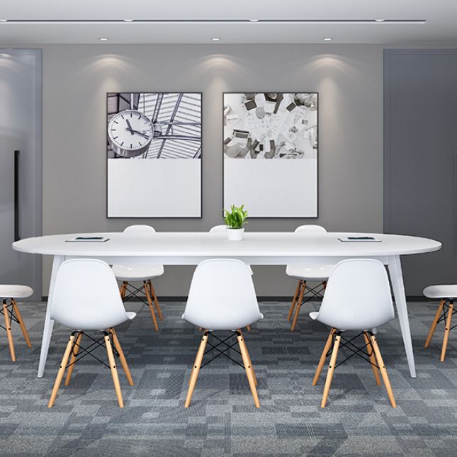 Escritorio de oficina de madera contemporánea Base de escritura ovalada