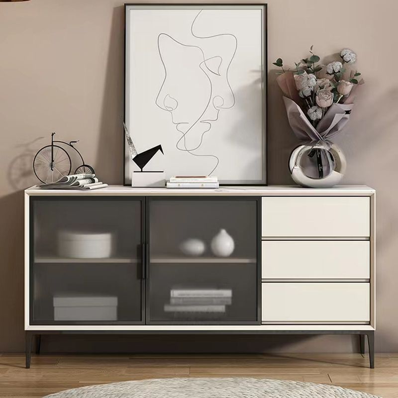 Glam 2-Door Sideboard Sintered Stone Top Sideboard for Living Room Clearhalo 'buffet_sideboard' 'Buffets & Sideboards' 'furn' 'furn_buffet_sideboard' 'Furniture' 'Kitchen & Dining Furniture' 1200x1200_1cc97e03-a33e-49eb-8422-c7d21dc3578e