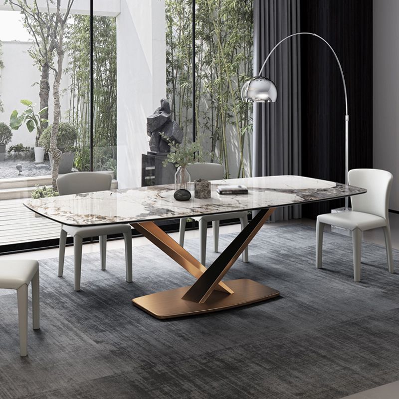Nordic 1/2/5/6/7 Pieces Dining Set Sintered Stone Top Dining Table with Leather Chairs Clearhalo 'Dining Room Sets' 'Dining Tables & Seating' 'dining_room_set' 'furn' 'furn_dining_room_set' 'Furniture' 'furniture_dining_room_set' 'Kitchen & Dining Furniture' 1200x1200_1cca4cca-1277-449a-afef-2d10f75db216