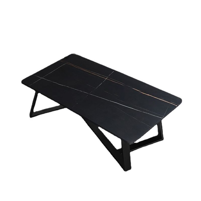 Glam Stone Coffee Table with Black Steel Base and Rectangle Top Clearhalo 'Coffee & Accent Tables' 'Coffee Tables' 'coffee_tables' 'furn' 'furn_coffee_tables' 'Furniture' 'Living Room Furniture' 1200x1200_1ccb8865-b5cd-4150-8419-4499e4682384
