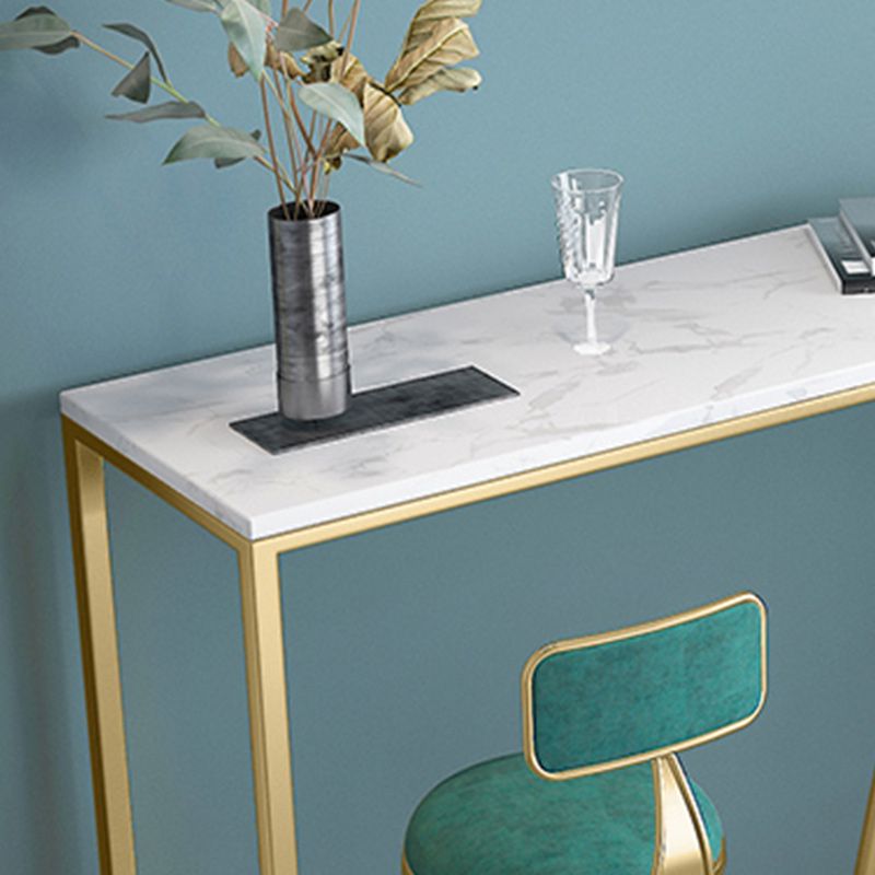 Stone Bar Dining Table Glam Rectangle Bar Table with Trestle Pedestal for Miik Tea Shop Clearhalo 'Bar Furniture' 'Bar Tables' 'bar_tables' 'furn' 'furn_bar_tables' 'Furniture' 'Kitchen & Dining Furniture' 1200x1200_1ccc2a21-79b1-45d6-969f-91b34d0e2fe5