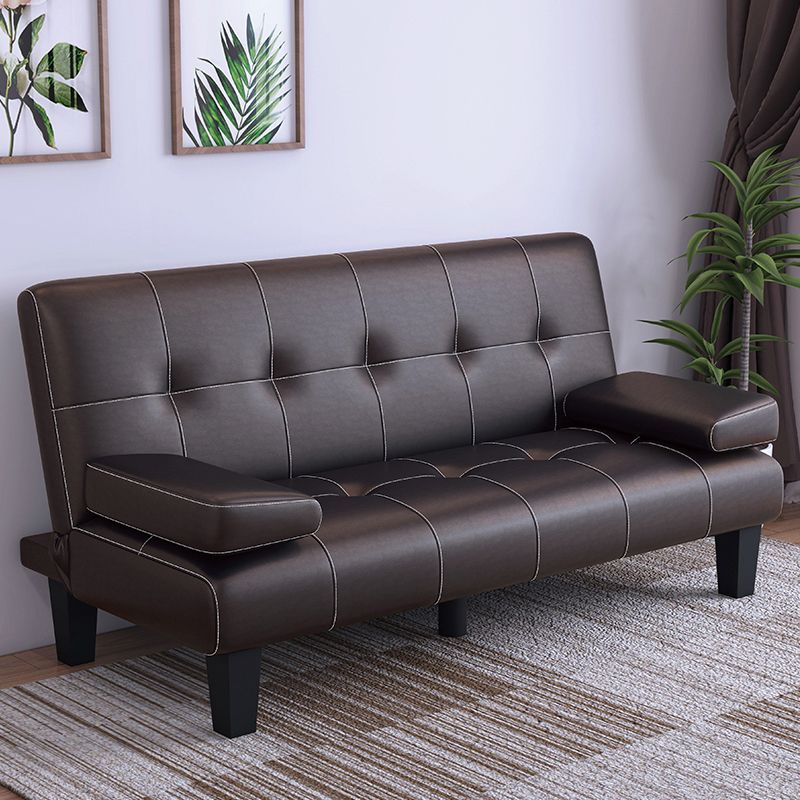 Contemporary Faux Leather and Velvet Reclining Convertible Settee Couch Clearhalo 'furn' 'furn_sofas' 'Furniture' 'Living Room Furniture' 'Sofa' 'sofas' 1200x1200_1ccd177a-2fac-4f1c-91d9-7b692ecf6c8d