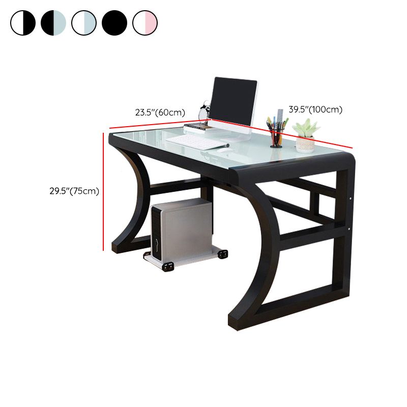 Glass Top Rectangular Gaming Desk 29.53 Inch Tall Sled Base Computer Desk Clearhalo 'furn' 'furn_office_desk' 'Furniture' 'Office Desks' 'Office Furniture' 'office_desk' 1200x1200_1ccd5e60-7467-42ab-823e-d30823c6e51f