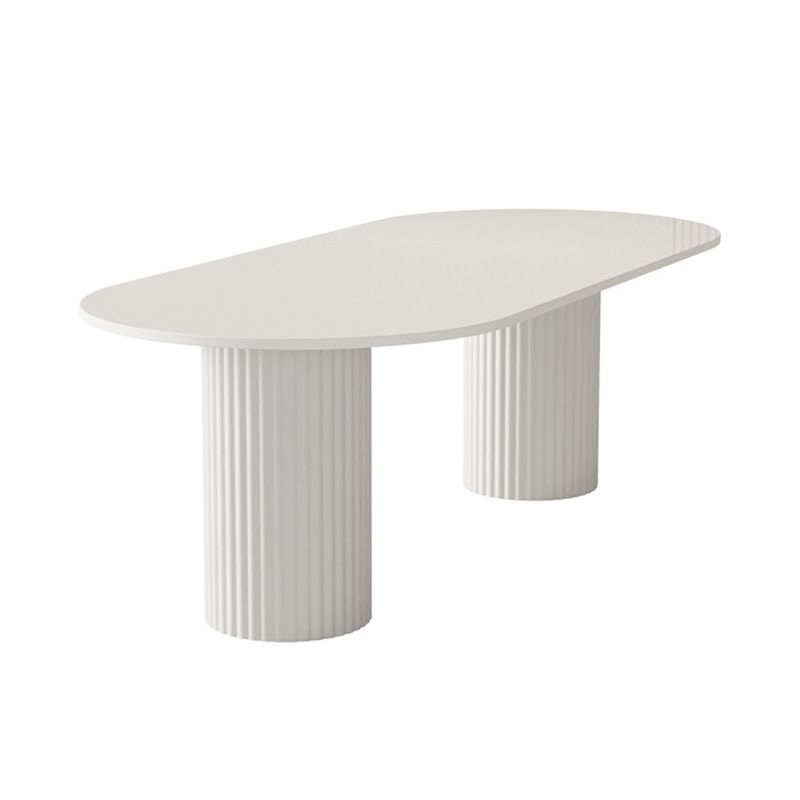 Oval Sintered Stone Dining Table Modern White Furniture with Double Pedestal for Home Clearhalo 'Dining Tables & Seating' 'Dining Tables' 'dining_table' 'furn' 'furn_dining_table' 'Furniture' 'Kitchen & Dining Furniture' 1200x1200_1ccd93d5-2d0d-4cb3-ba38-0cdd3d645286