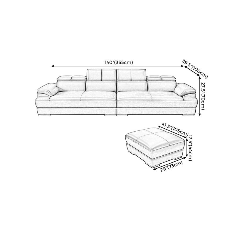 Genuine Leather Pillow Top Arm Sectional Sofa 27.56"H Cushion Back Sofa,Black Clearhalo 'furn' 'furn_sectionals' 'Furniture' 'furniture_sectionals' 'Living Room Furniture' 'Sectionals' 1200x1200_1ccd9a4a-b80e-4f77-afc9-cd61c128b8c3