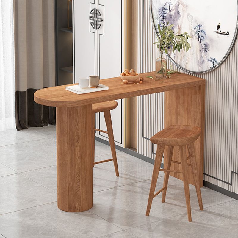 Solid Wood Pub Table Contemporary Bar Table with Double Pedestal Clearhalo 'Bar Furniture' 'Bar Tables' 'bar_tables' 'furn' 'furn_bar_tables' 'Furniture' 'Kitchen & Dining Furniture' 1200x1200_1ccf81a4-3a30-44b9-938f-bbbd242c15a8