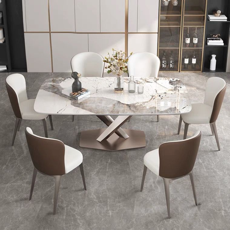 Stainless Steel Traditional Luxury Table Sintered Stone Table with Pedestal base Clearhalo ' dining_table' 'Dining Tables & Seating' 'Dining Tables' 'furn' 'furn_dining_table' 'Furniture' 'furniture_dining_table' 'Kitchen & Dining Furniture' 'kitchen&dining_furn' 'kitchen' 'kitchen_dining_table' 1200x1200_1cd1243e-5599-4960-880e-859c029acdfd